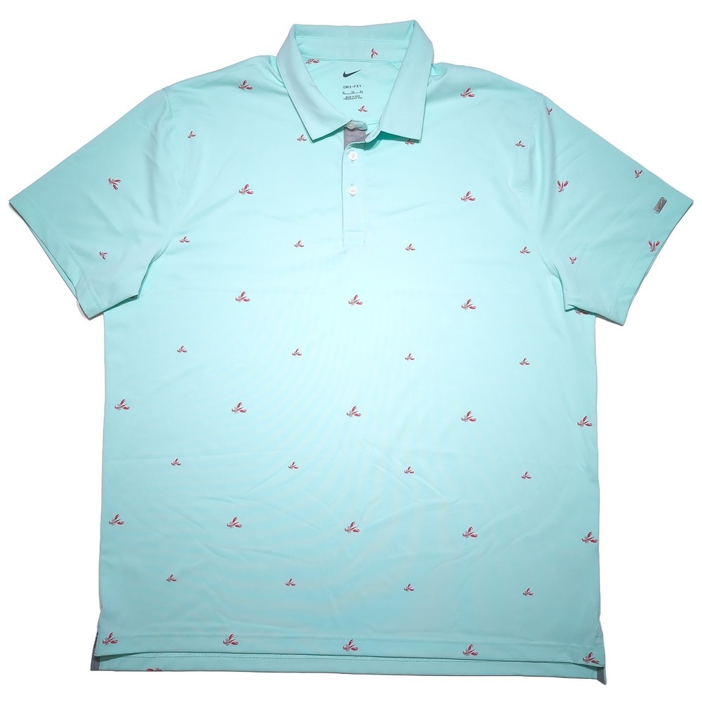 NIKE GOLF Lobster All Over Print Polo Shirt DH0945 Blue Green XL